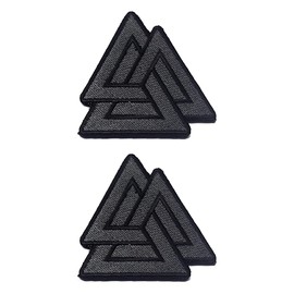 2 PCS AliPlus Viking Patches Viking Valknut Patch Embroidered Patches Tactical Morale Patch Hook and Loop(Grey)