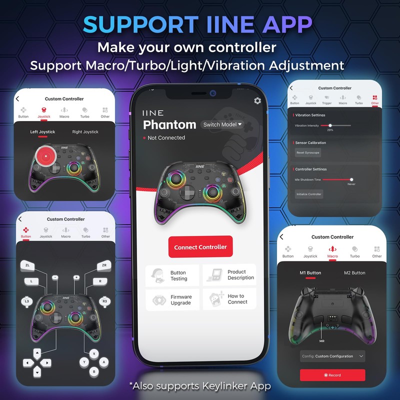IINE Wireless Controller with Charging Dock, Pro PC Controller for