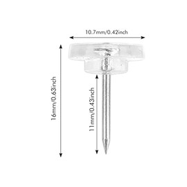 100pcs Clear Thumb Tacks Drawing Pins Flat Thumb Tacks Steel Point Clear Push Pins Pin Board Pins Pin Board Pins Push Transparent Plastic Head Thumbtacks Pins for School,Office,Cork Board