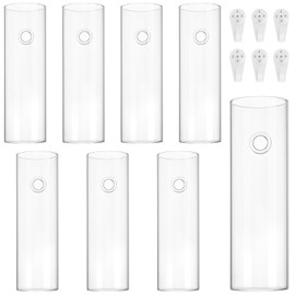 JEUIHAU 8 PCS 5.9 in x 1.85 in Glass Wall Mounted Planters, Wall Glass Tube Plant Holder, Clear Flower Vases Hanging, Propagation Containers for Hydroponics Plants, Garden Decor