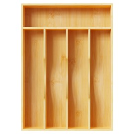 Greenual Silverware Organizer 10 In Utensil Organizer Silverware Tray for Drawer Cutlery Flatware Organizer for Kitchen Bamboo Wood