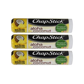Chapstick Aloha Coconut Tropical Paradise - Bálsamo labial de 0.15 onzas, paquete de 3