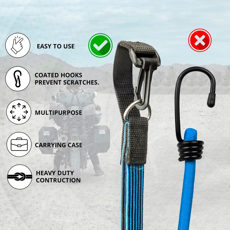 Grand PitStop Motorcycle Luggage Straps 22"-68" Adjustable Stretch Strap- Set