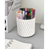 Lebenrich Rotating Pen Holder for Desk, 5 Slots Unique White