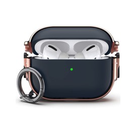 GuarzFun Case for AirPods Pro 2, Secure Lock Clip, Hybrid Material, Full Body Protective Cover (Rose Golden + Blue)