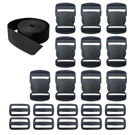 HUAZIZ Pack of 10 Buckles for 51 mm Webbing, Adjustable Side Release Plastic Buckles, 10 Pieces Metal D Ring Buckle 51 mm for Paracord Bracelets Dog Collar Backpacks Black, black
