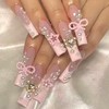 French Tip Press on Nails Long Coffin Fake Nails Valentine’s