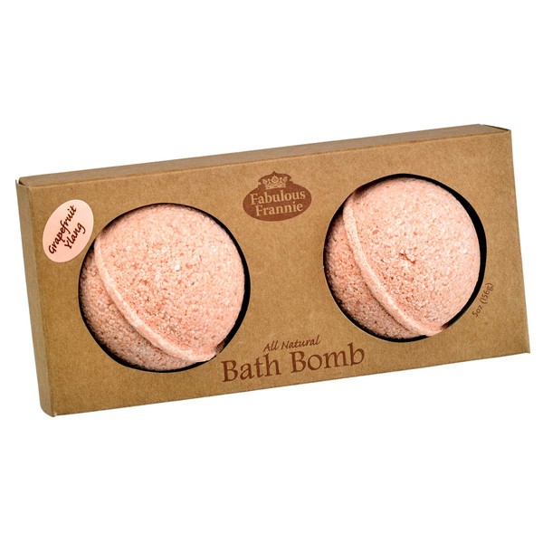 Fabulous Frannie Grapefruit Ylang Ylang Natural, Handmade Bath Bomb, Rich in Essential Oil, Salt, Coconut Oil, Witch Hazel, Ultra Plush Spa Fizzies to Moisturize Skin 2.5oz (Pack of 2)