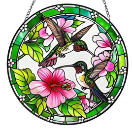 Stained Glass Window Hanging, Hummingbird Suncatchers for Windows Hanging, 8" Sun Catchers Indoor Window, Sunflower Gifts for Women, Mom, Friend