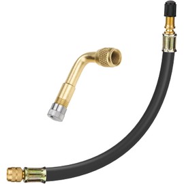 Mellbree 2 Pack Tire Valve Extension Adapter 90 Degree Brass Valve Stem Extension Adapter for Car, Stroller, Bicycle, Motorcycle, Trailer, RV and Recreational Vehicles (Extension Tube)