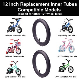 12'' x 1.75/1.95 Inner Tubes (2-Pack) Compatible with Most 12’’ Kid Bikes Like RoyalBaby, Schwinn Elm/Koen, Dynacraft, JOYSTAR and COEWSKE - Made from BPA/Latex Free Premium Quality Butyl Rubber