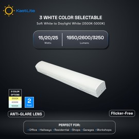 KastLite Integrated LED Watt/CCT Selectable White Strip Light | LED Strip Light 1950-3250 Lumens, 3500/4000/5000K | Commercial Grade LED Strip Light Fixture for Warehouse | 2 ft Length, 1 Pack