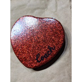 Coach NWT Coach Glitter Heart Compact Mirror Wine Red Perfect for Your Purse!