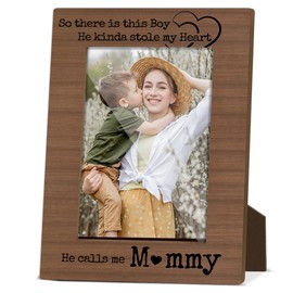 So There Is This Boy He Kinda Stole My Heart He Calls Me Mommy Wood Photo Frame for Mother And Son Gifts Mom Picture Frame for Mothers Day Wood Desk Picture Frames for mom gifts from son - JRM807