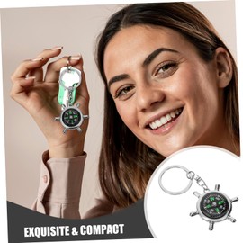 WHAMVOX 3Pcs Rudder Shape Keychain Compass Outdoor Survival Map Compass for Camping Hiking and Travel Durable Metal Design for Easy Direction Indication