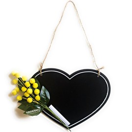 NARAMAKI Christmas Gift Ideas - Ladies - Wooden Heart Plaque with Chalk + Artificial Mimosa + 1 White Chalk