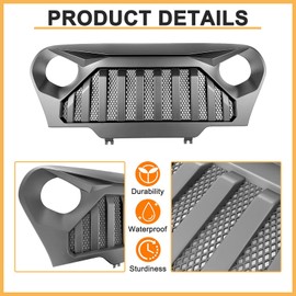 DIBON AUTO Matte Black Grille For Jeep Wrangler TJ Gladiator Vader Grill W Mesh 1997 1998 1999 2000 2001 2002 2003 2004 2005 2006