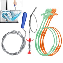 Paquete de 6 Piezas Gancho de Limpieza de Alcantarilla, Destapacaños para Drenaje, Elimine Pelo Atascado y Los Residuos de Los Desagües, Hasta 135 cm, Adecuado para Alcantarillas de Baños y Cocinas
