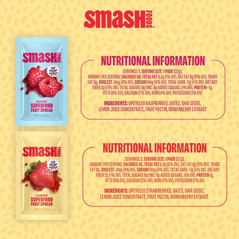 Smash Foods Single Serve Jam Packets | Variety 12-Pack |