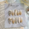 Gold Glitter Gras Handmade Nail Tips✨️ - Almond / 골드