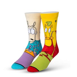 Odd Sox, Nickelodeon Crew Socks, Rocko & Heffer, estampados de dibujos animados novedosos, L, Rocko Heffer, Large