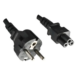 DINIC Power Cable CEE 7/7 – Earthing Contact Plug to C5 (1.00 m, Black)