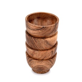 EDHAS Bowl Sets Acacia Round Bowl for Condiments, Dip Sauce, Nuts, Candy and More (Set of 4), (7.62cm x 7.62cm x 5.08cm)