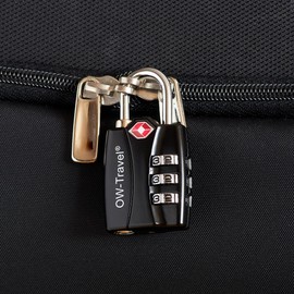 OW-Travel TSA Approved Luggage Locks Suitcase Locks with Indicator Open Alert (2 Pack) 3 Digit Security Padlock Combination Padlocks Code Lock for Zipper Luggage Bag Case Backpack Gym Locker (Black)