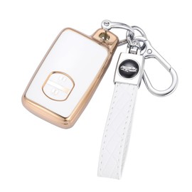 Kinotaka TPU Smart Key Case for Toyota, Prius 30 Series, Prius Alpha, Aqua, 86, Vitz, Corolla 2 Buttons, Key Holder, white
