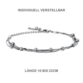 Kim Johanson® Kala Stainless Steel Women's Bracelet in Silver | Bracelet with Many Solid Balls | Waterproof | Boho Jewellery for Women | Circles | Multi Layer | Adjustable Length | Includes Jewellery