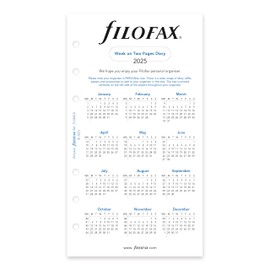 Filofax Calendar Diary Refill, Personal/Compact Size, Week-to-View, White Paper, Ruled, English, 2025 (C68418-25)