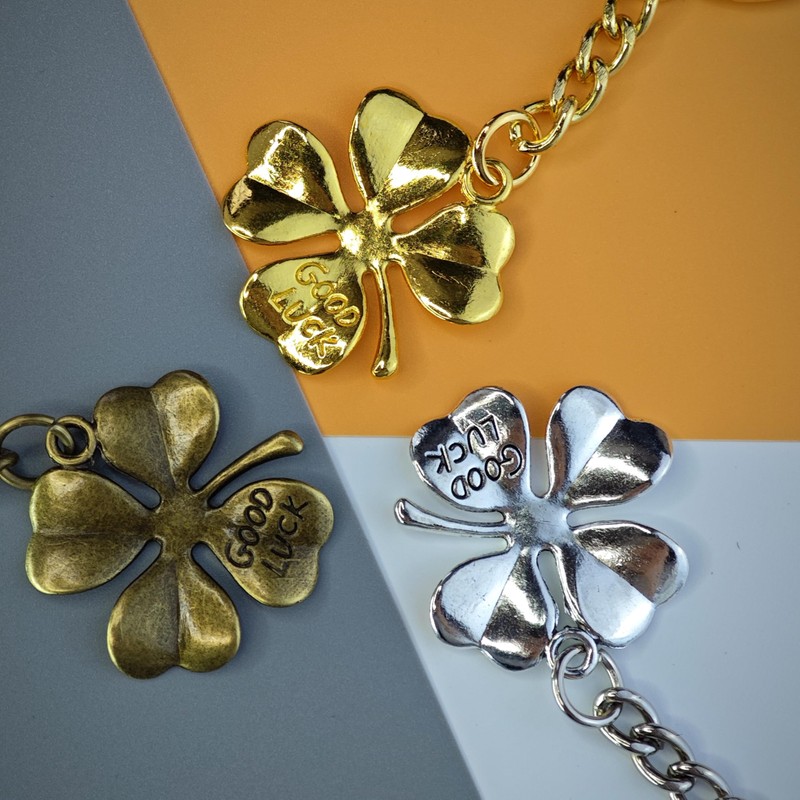 St. Patrick's Day Lucky Four Leaf Clover Keychain Good Luck