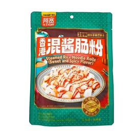 6Packs Akuan Steamed Rice Noodle Rolls Hong Kong Style Mix Sauce Cheung Fun (Sweet & Spicy Flavor) Instant Rice Rolls | Quick & Easy to Prepare | Chewy & Smooth Texture (255g x 6 Packs)