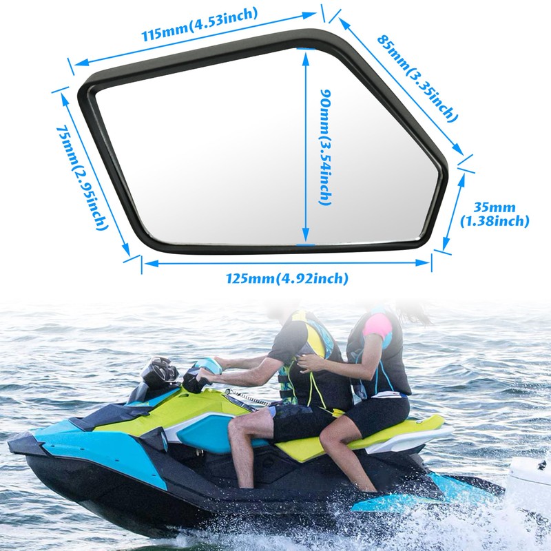 SAUTVS Side Rear View Mirrors for Sea-Doo Spark, High-Definition Convex