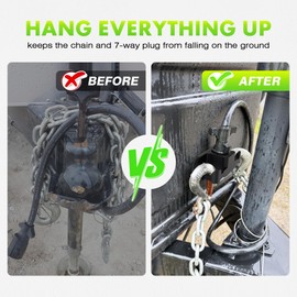 WOLFWILL Trailer Chain Holder, Aluminum Travel Trailer Accessories,7 Way Pin Trailer Plug Holder Cover,Heavy Duty Towing Organizer for Travel Trailer RV Camper