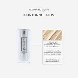 Rigenera Contorno de Ojos (Contorno Occhi) con Ácido Hialurónico, Cafeína y Péptidos – Atenúa Bolsas, Ojeras e Hinchazón con Pigmento Inteligente – Lu