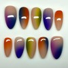 GlamRays 24 Pieces Pink Medium Rainbow Gradient Almond False Nails