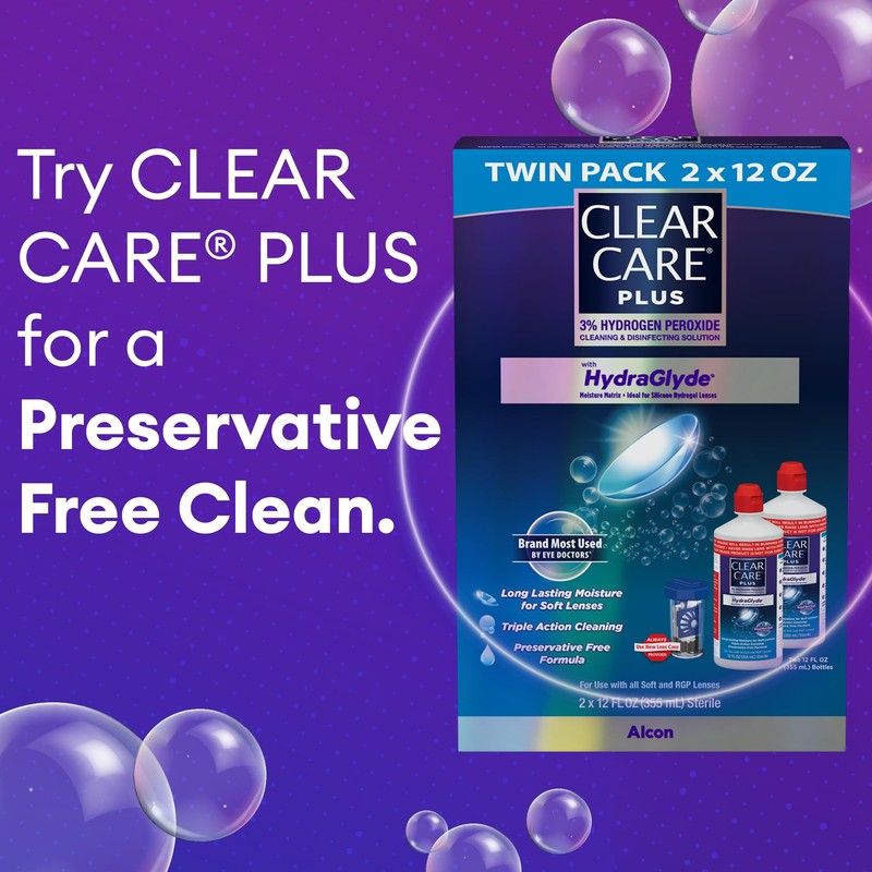 Clear Care Plus Cleaning Solution with Lens Case, Twin Pack,
