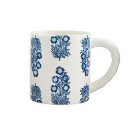 Mud Pie 15 oz Block Print Mug, Blue