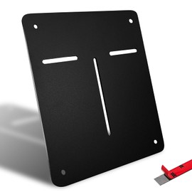 polarmotor Motorcycle Number Plate 180 x 200 mm Aluminium Number Plate Holder Black Metal with Rear Reflector