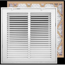 14"W x 14"H [Duct Opening Measurements] Filter Included Steel Return Air Filter Grille [Removable Door] for 1" Filters, Vent Cover Grill, White, Outer Dimensions: 16 5/8"W X 16 5/8"H for 14x14 Opening