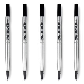Hochwertiger Quink-Rollerball-Stift füllt Feinspitze 0.5 mm nach - Kompatibel mit Parker (5 x SCHWARZE TINTE)