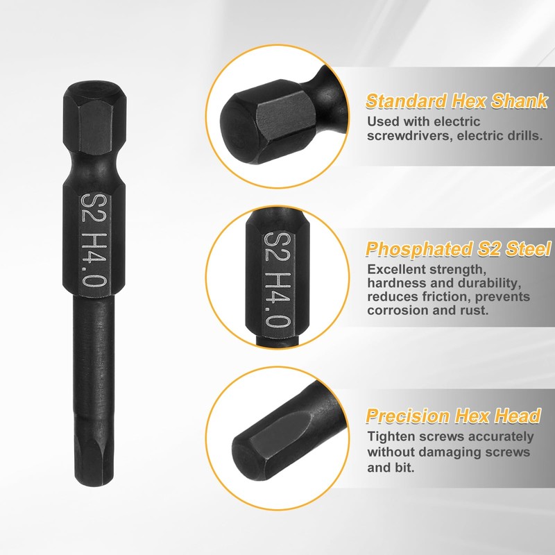 sourcing map Flat Hex Head Drill Bit H4.0 (4mm) Magnetic