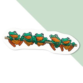 4 x Small 50mm 'Tree Frog Family' Permanent Sticker Decals for Cars/Windows/Bins/Walls etc (DW00083256)