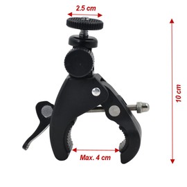 HYCKee MF17 Universial Quick Release Pipe Clamp Mounts with 1/4 Threaded Head for Cameras, Music Stands, Microphone Stands, Motorcycles, Bikes - Black