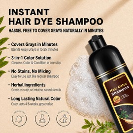 Dark Burgundy Hair Dye Shampoo for Gray Coverage, Semi-Permanent Hair Color Shampoo, Long Lasting Red Hair Dye, Burgundy Hair Dye Works in Minutes, Champu Para Canas, Red Hair Shampoo 16.90 Fl Oz