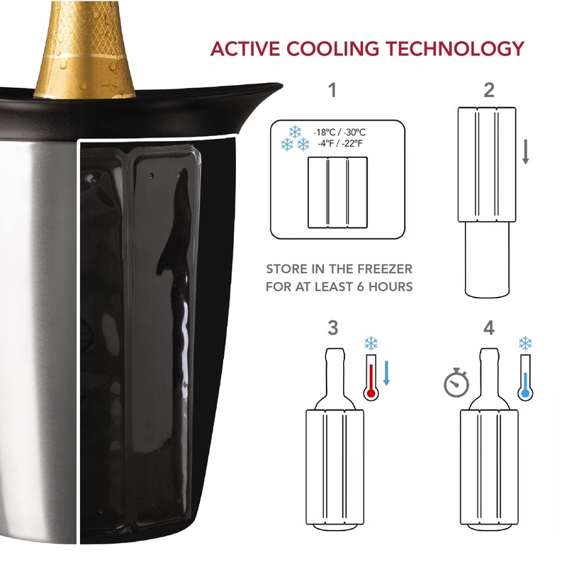 Vacu Vin Champagne Cooler – Stainless Steel Active Bottle Chiller