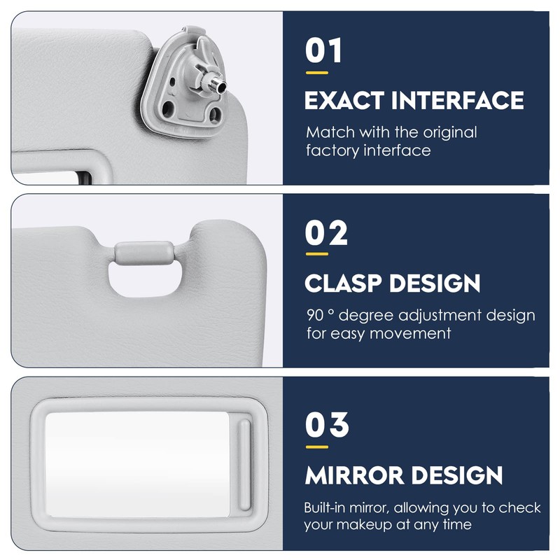 Left Driver Side Sun Visor Fit for Toyota Highlander 2004