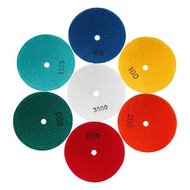 LOZLIN 8-Piece 5/8-11 Thread Curved Diamond Polishing Pad Set with Backer Discs for Marble Granite Stone Care (Convex Bowl Shape)