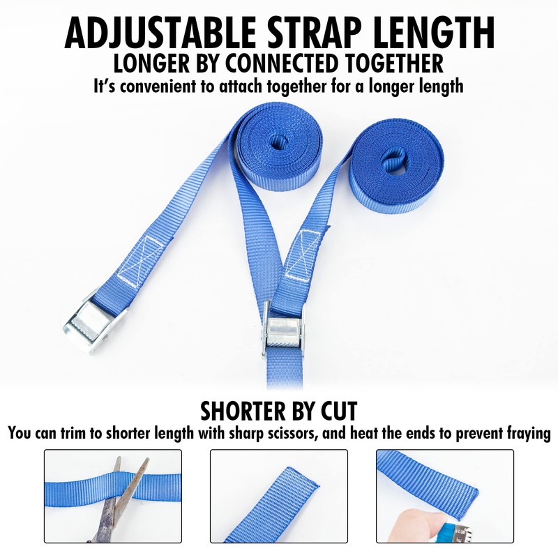 Cartman 1" x 12' Lashing Straps Up To 600lbs,4pk Blue